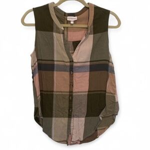 Shyanne Plaid Western Sleeveless Button Down Top